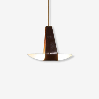 Pendant Lamp Modern with Sculptural Faux Leather Shade and Frosted Glass Bowl