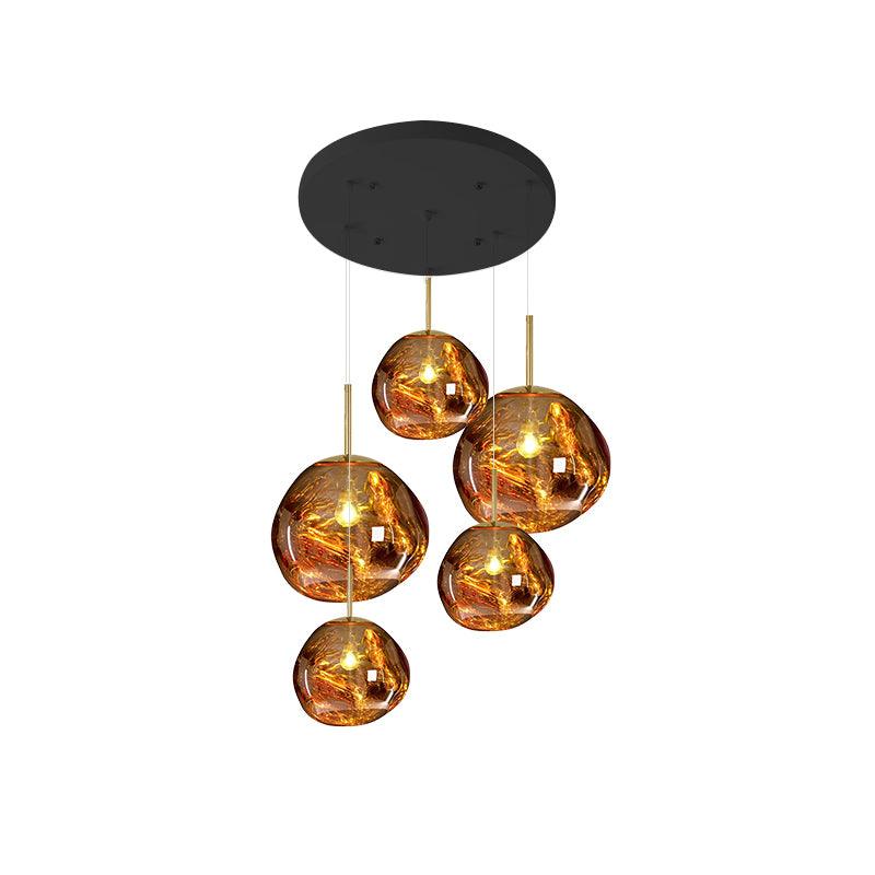 Pendant Lamp Modern with Sculptural Irregular Glass Shades Multi-Head Cluster