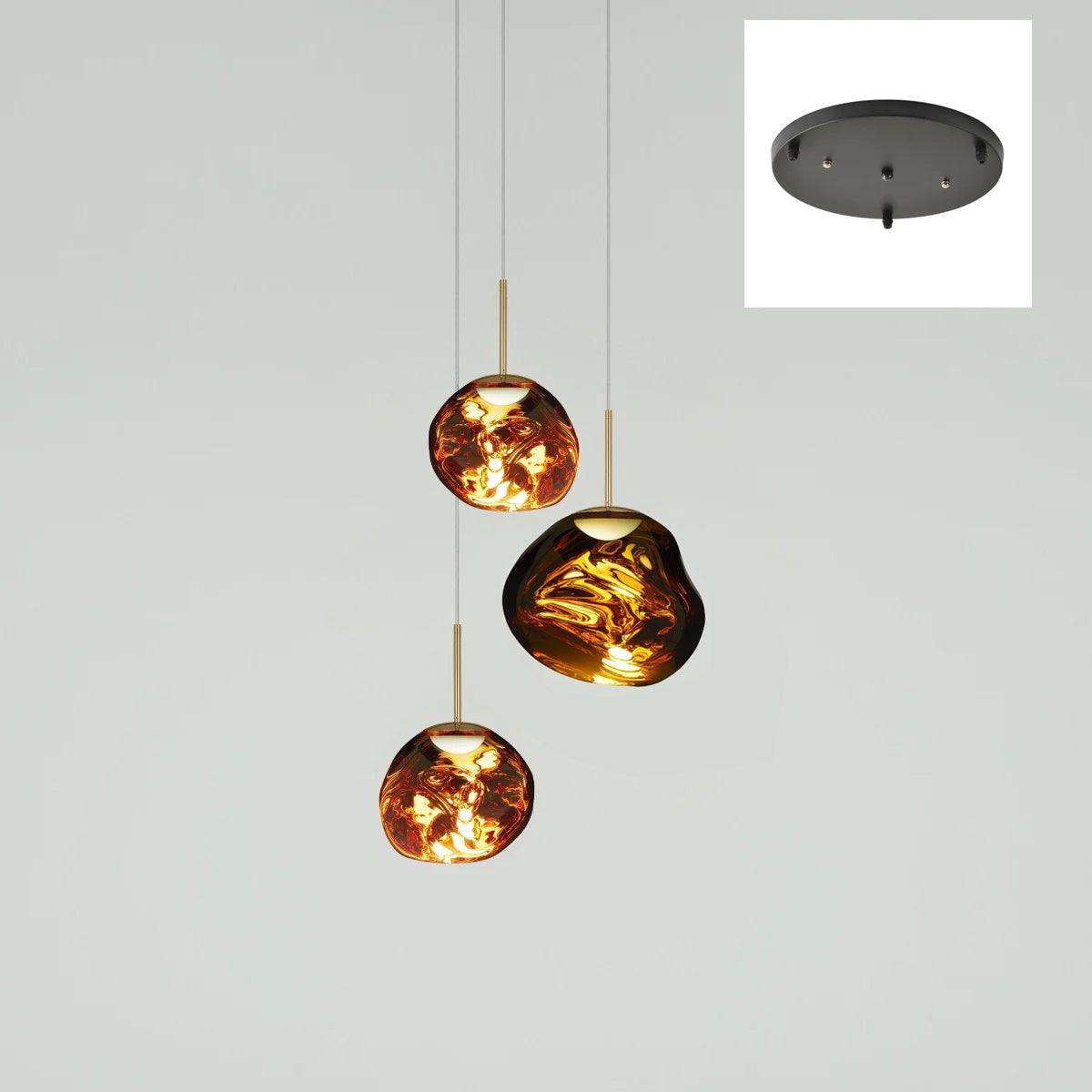 Pendant Lamp Modern with Sculptural Irregular Glass Shades Multi-Head Cluster