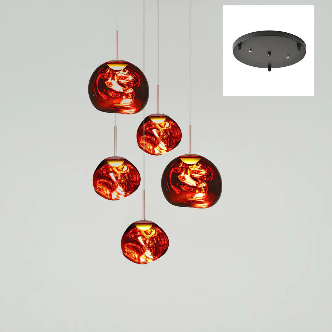 Pendant Lamp Modern with Sculptural Irregular Glass Shades Multi-Head Cluster