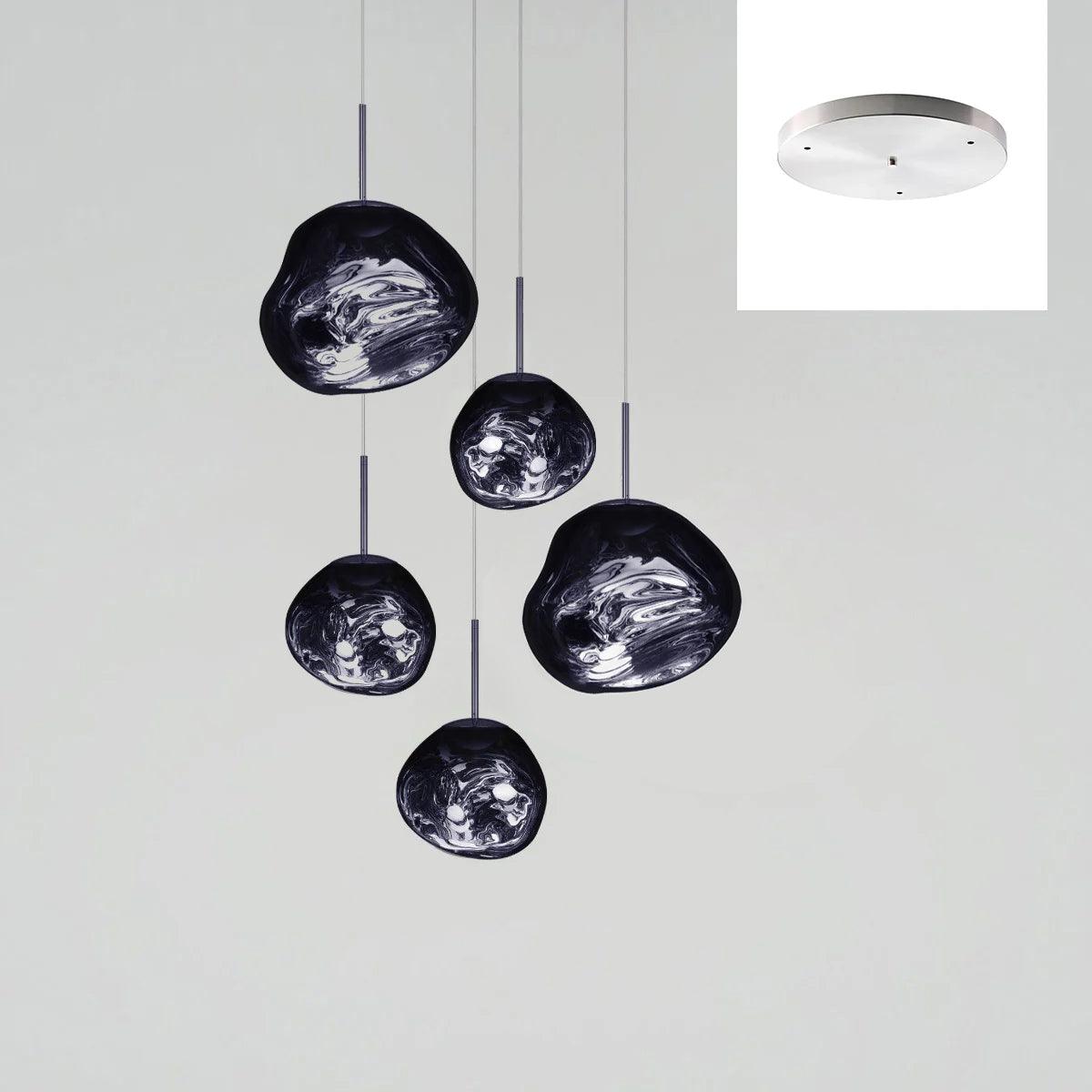 Pendant Lamp Modern with Sculptural Irregular Glass Shades Multi-Head Cluster