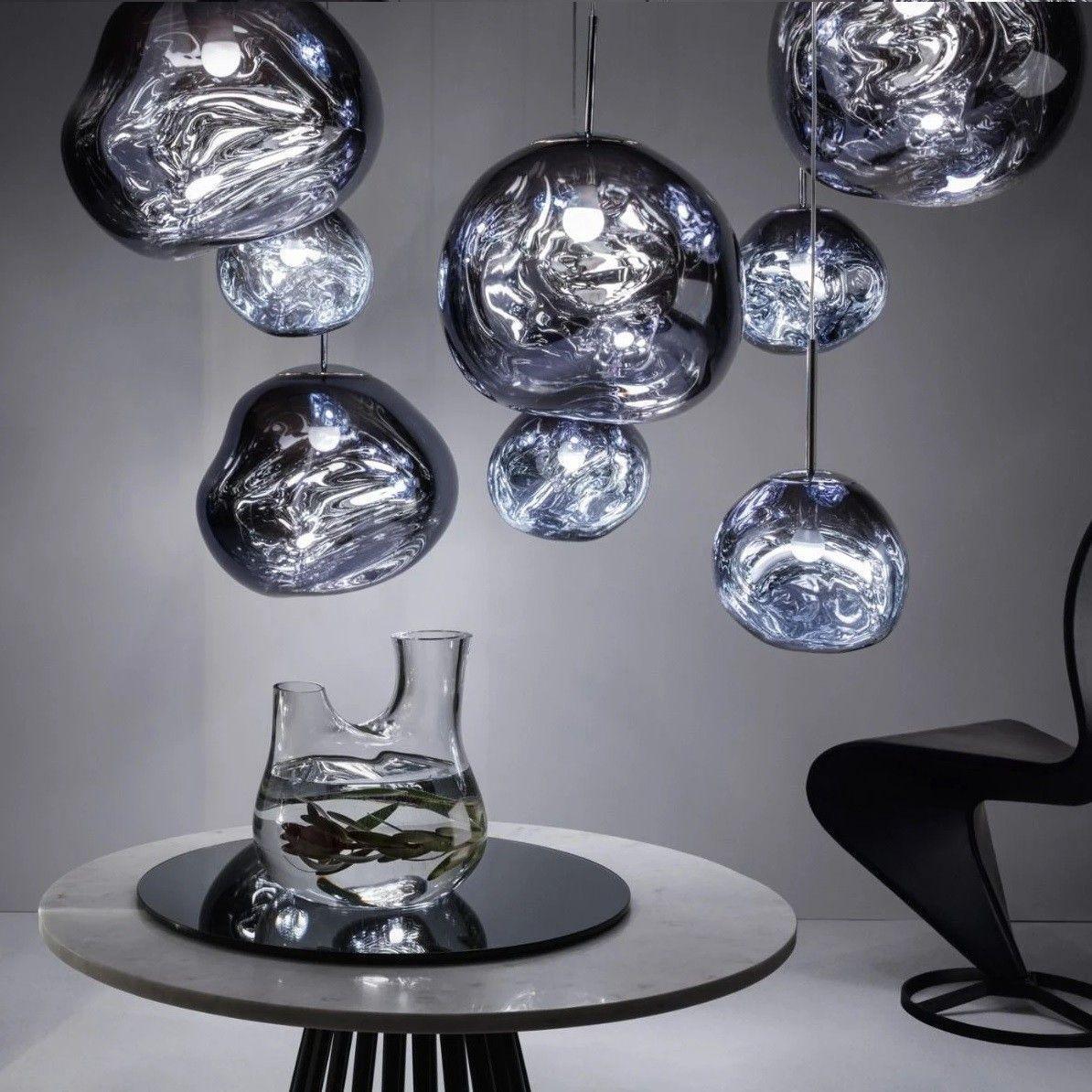 Pendant Lamp Modern with Sculptural Irregular Glass Shades Multi-Head Cluster