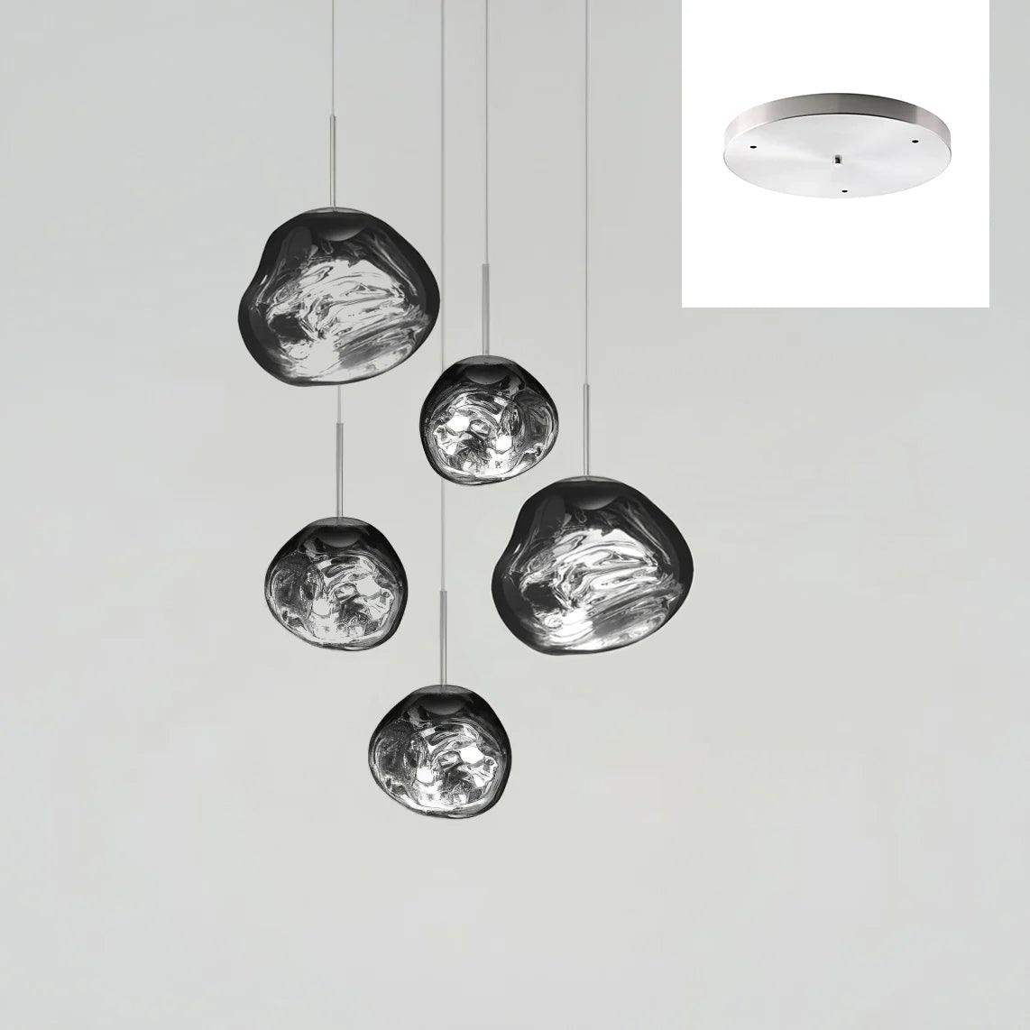 Pendant Lamp Modern with Sculptural Irregular Glass Shades Multi-Head Cluster