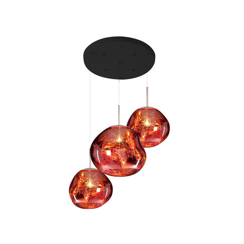 Pendant Lamp Modern with Sculptural Irregular Glass Shades Multi-Head Cluster