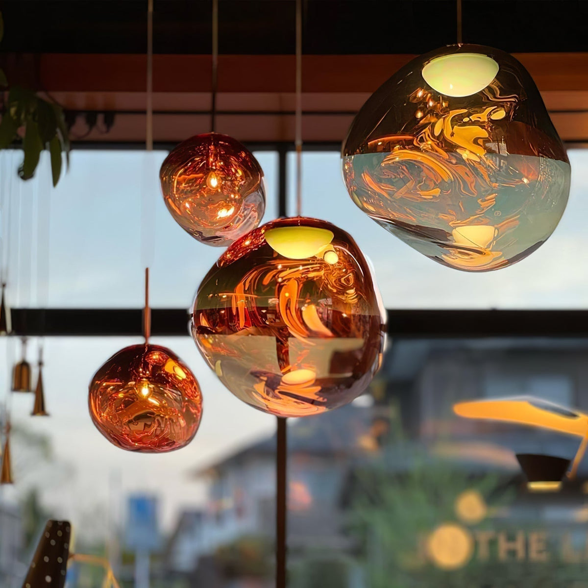 Pendant Lamp Modern with Sculptural Irregular Glass Shades Multi-Head Cluster