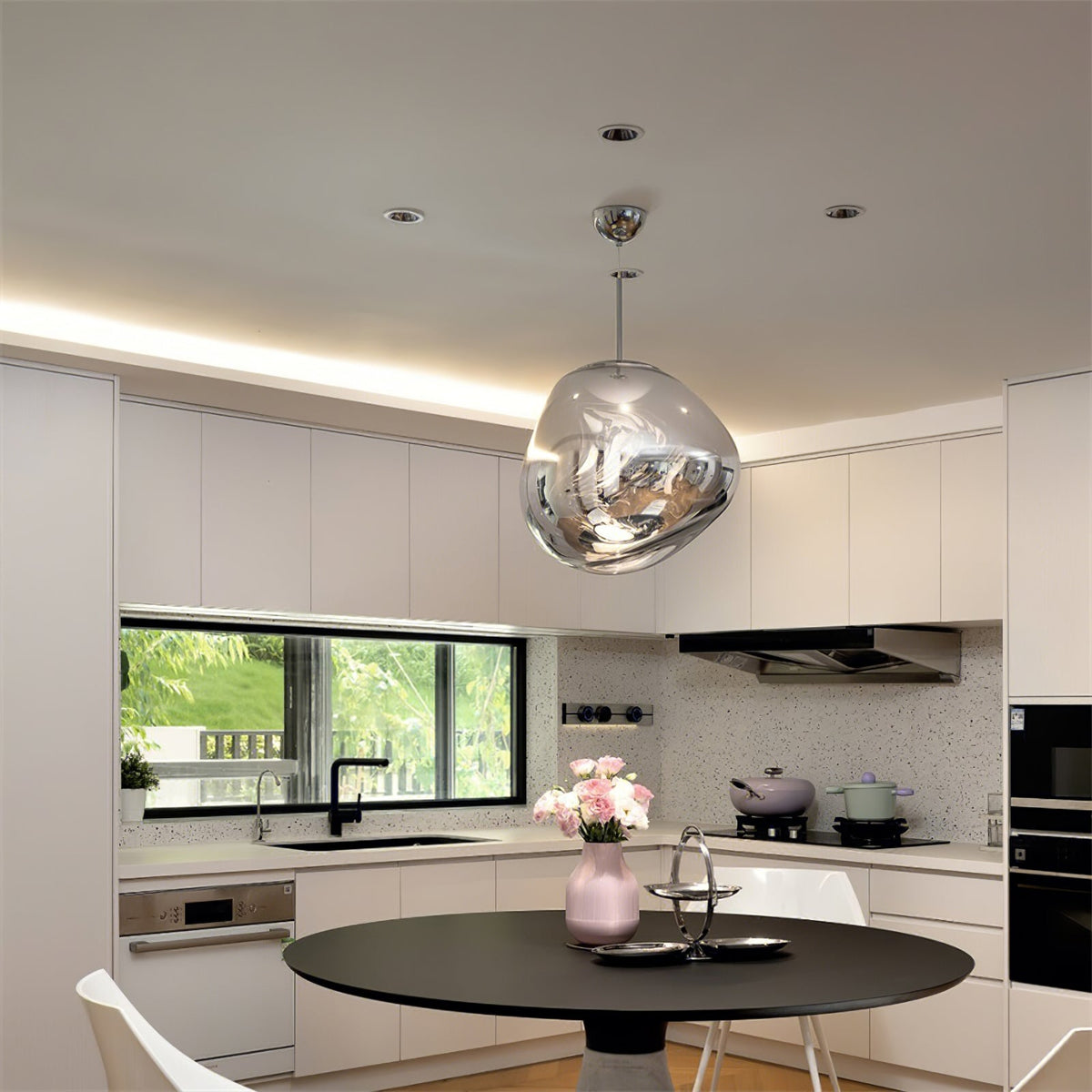 Pendant Lamp Modern with Sculptural Irregular Glass Shades Multi-Head Cluster