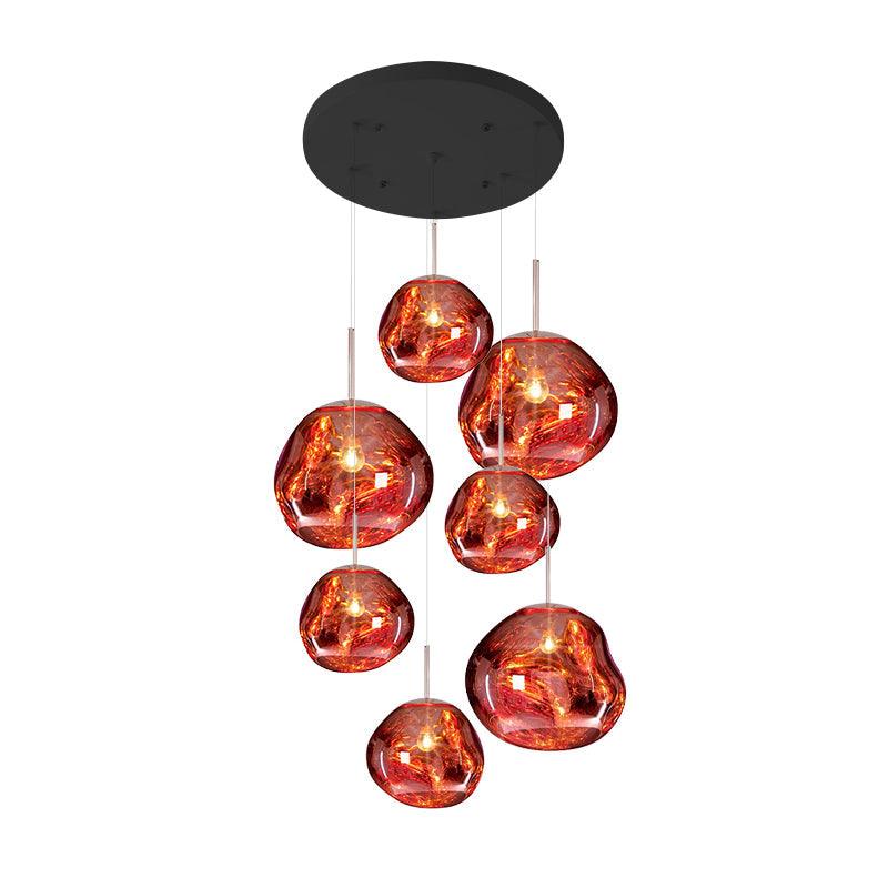 Pendant Lamp Modern with Sculptural Irregular Glass Shades Multi-Head Cluster