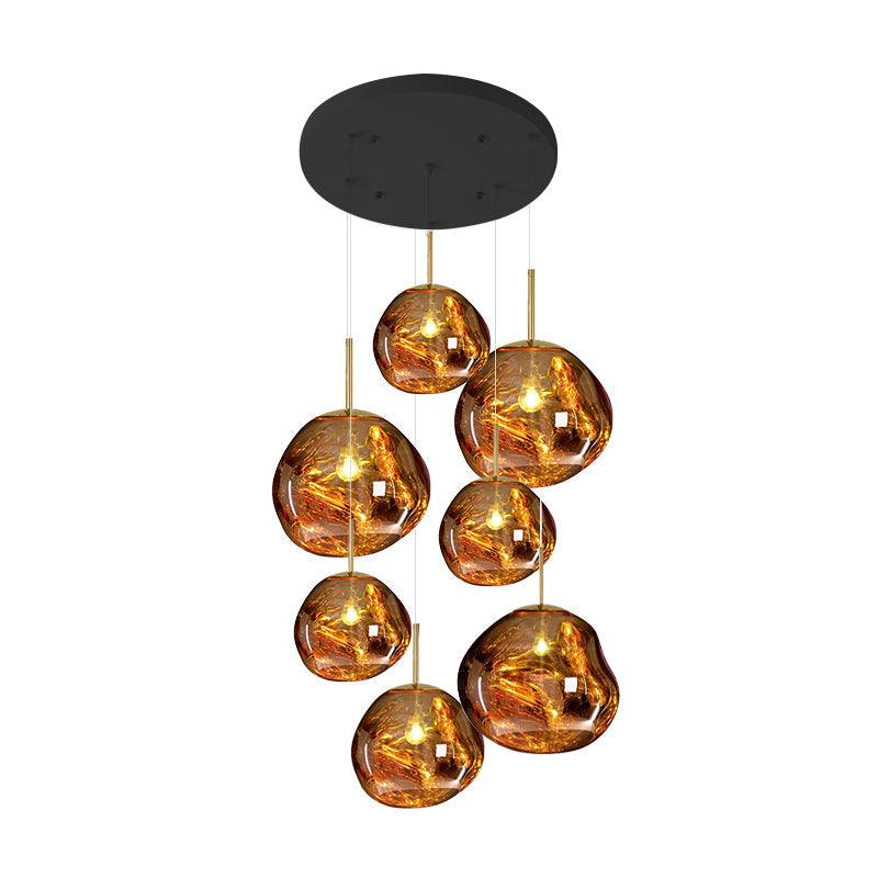 Pendant Lamp Modern with Sculptural Irregular Glass Shades Multi-Head Cluster