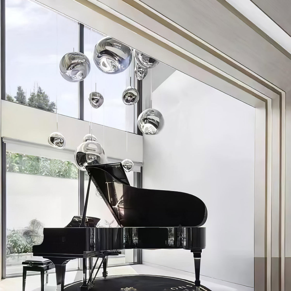 Pendant Lamp Modern with Sculptural Irregular Glass Shades Multi-Head Cluster