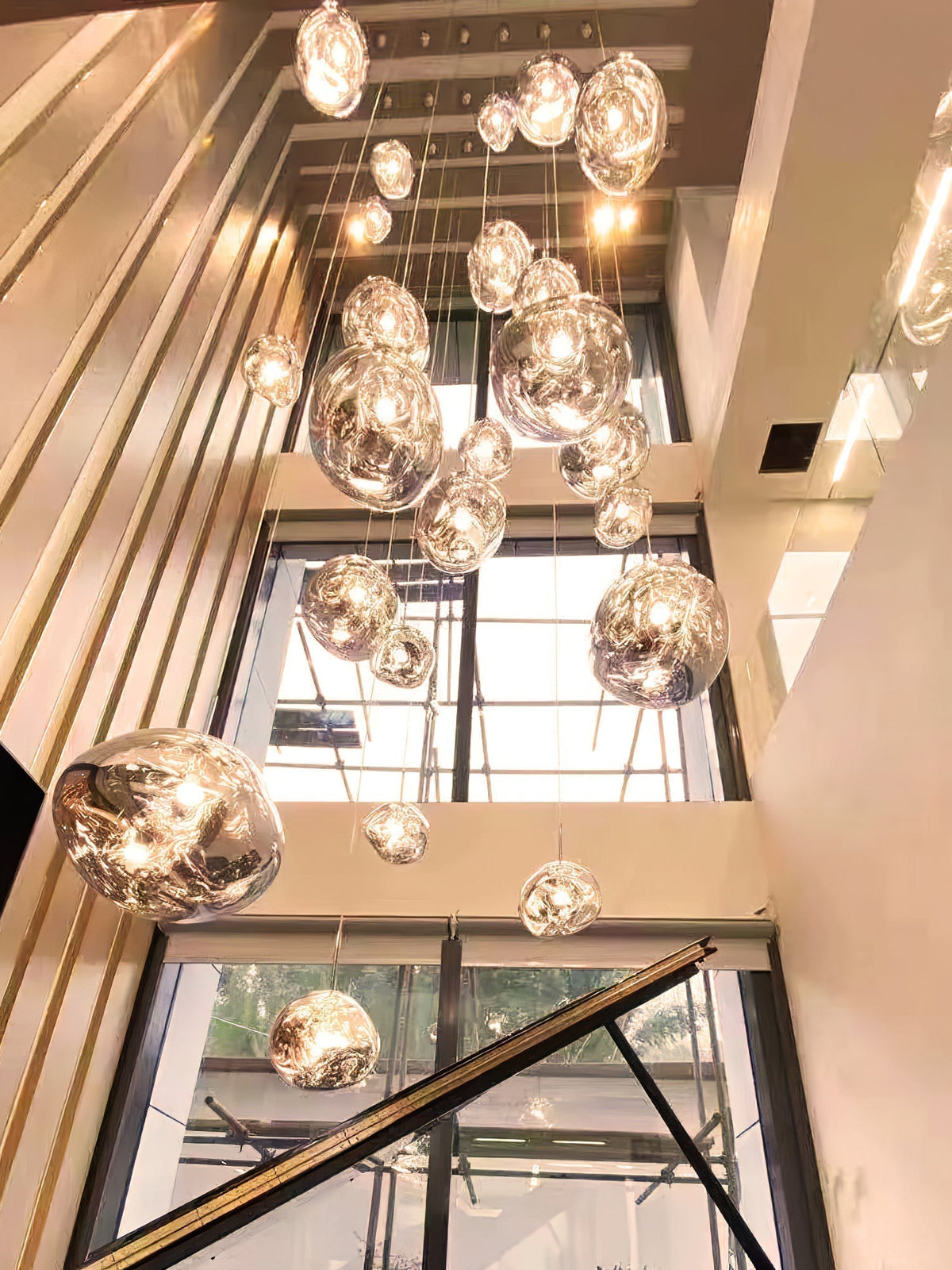 Pendant Lamp Modern with Sculptural Irregular Glass Shades Multi-Head Cluster