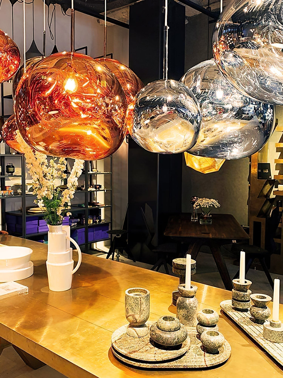 Pendant Lamp Modern with Sculptural Irregular Glass Shades Multi-Head Cluster