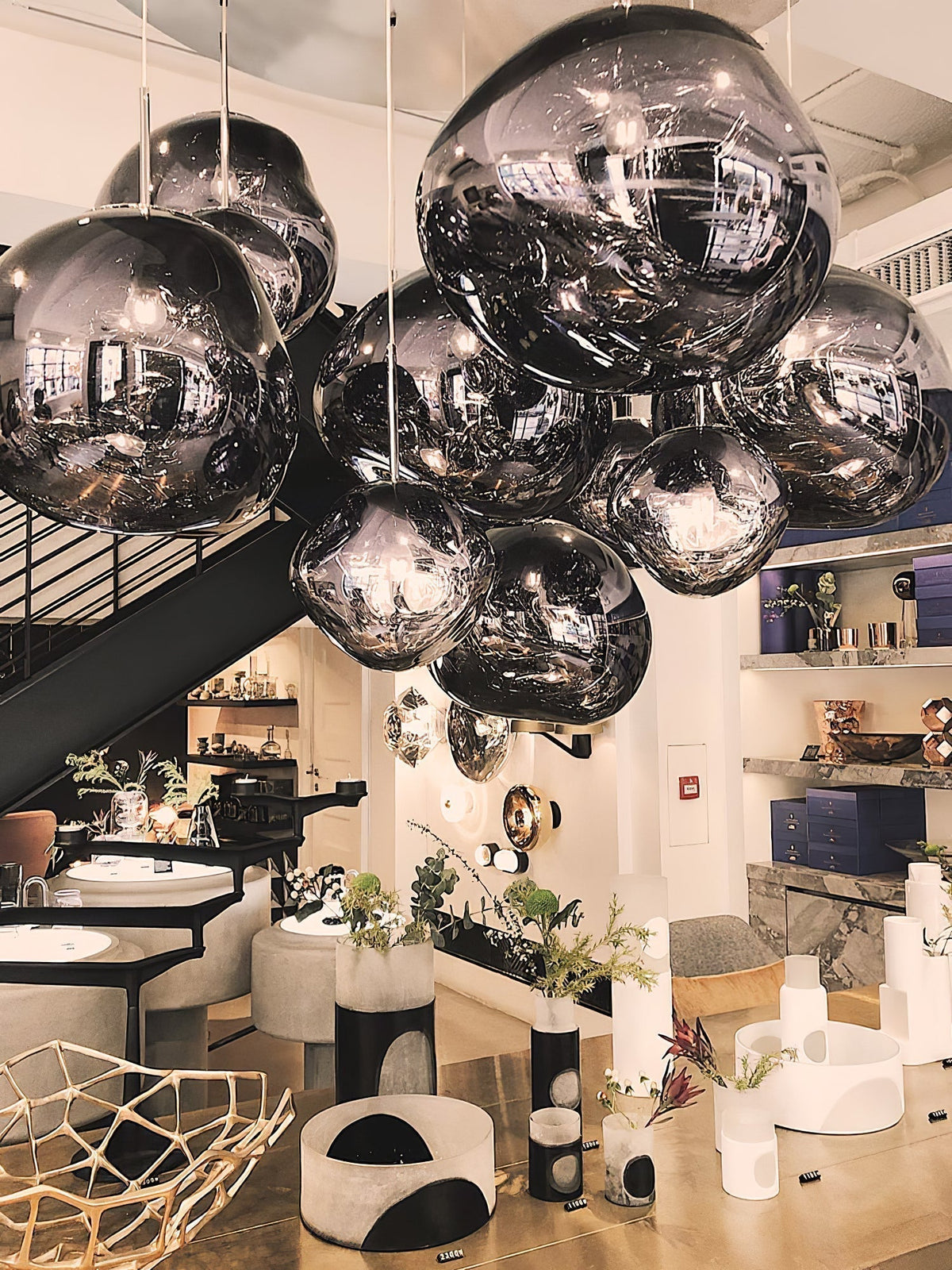 Pendant Lamp Modern with Sculptural Irregular Glass Shades Multi-Head Cluster