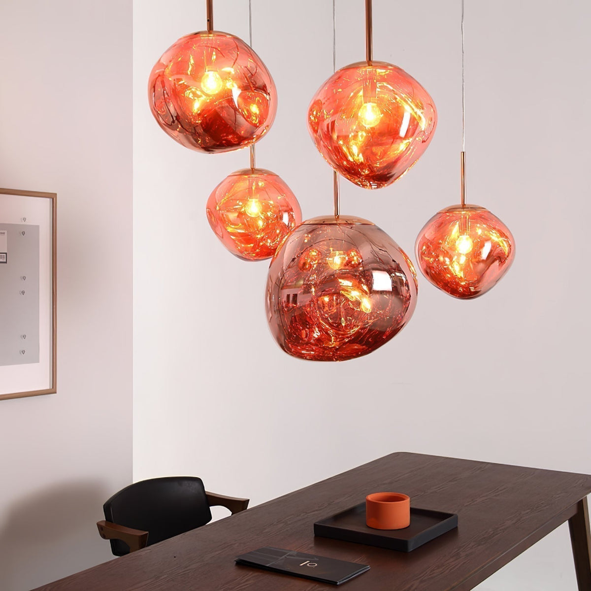 Pendant Lamp Modern with Sculptural Irregular Glass Shades Multi-Head Cluster