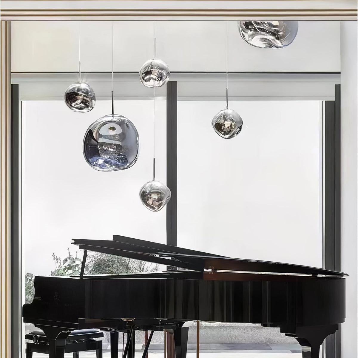 Pendant Lamp Modern with Sculptural Irregular Glass Shades Multi-Head Cluster