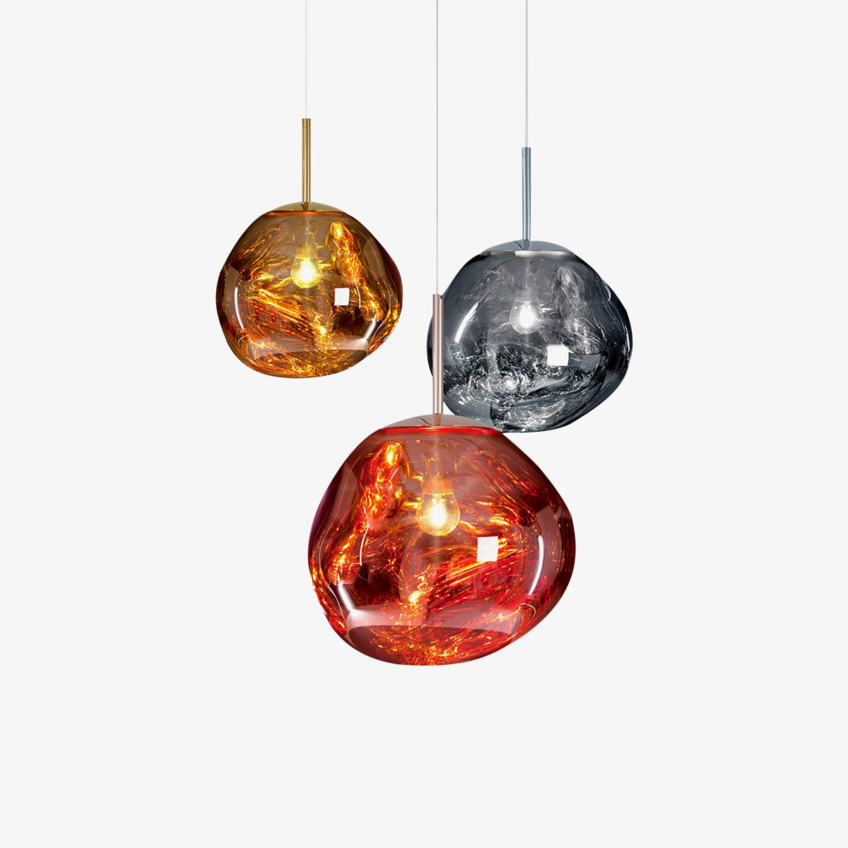Pendant Lamp Modern with Sculptural Irregular Glass Shades Multi-Head Cluster