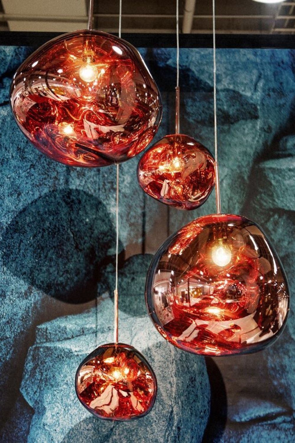 Pendant Lamp Modern with Sculptural Irregular Glass Shades Multi-Head Cluster