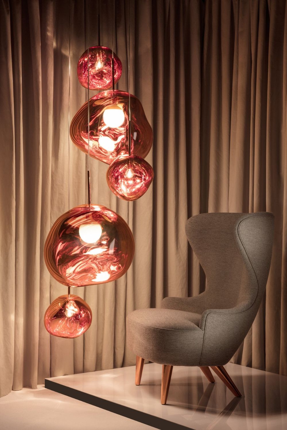 Pendant Lamp Modern with Sculptural Irregular Glass Shades Multi-Head Cluster