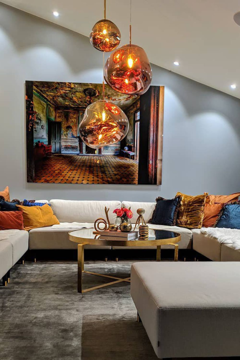 Pendant Lamp Modern with Sculptural Irregular Glass Shades Multi-Head Cluster