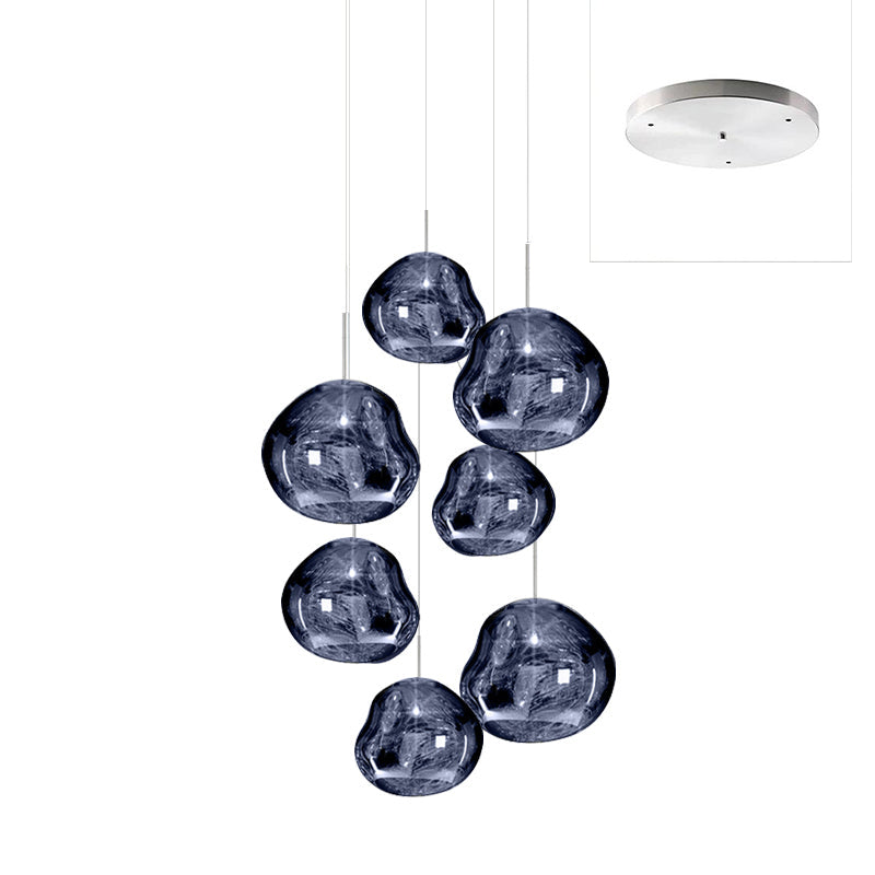 Pendant Lamp Modern with Sculptural Irregular Glass Shades Multi-Head Cluster