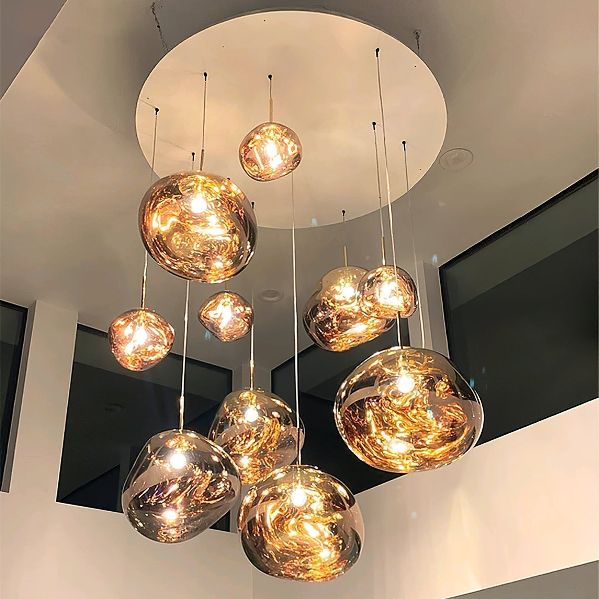 Pendant Lamp Modern with Sculptural Irregular Glass Shades Multi-Head Cluster
