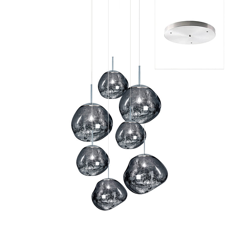 Pendant Lamp Modern with Sculptural Irregular Glass Shades Multi-Head Cluster