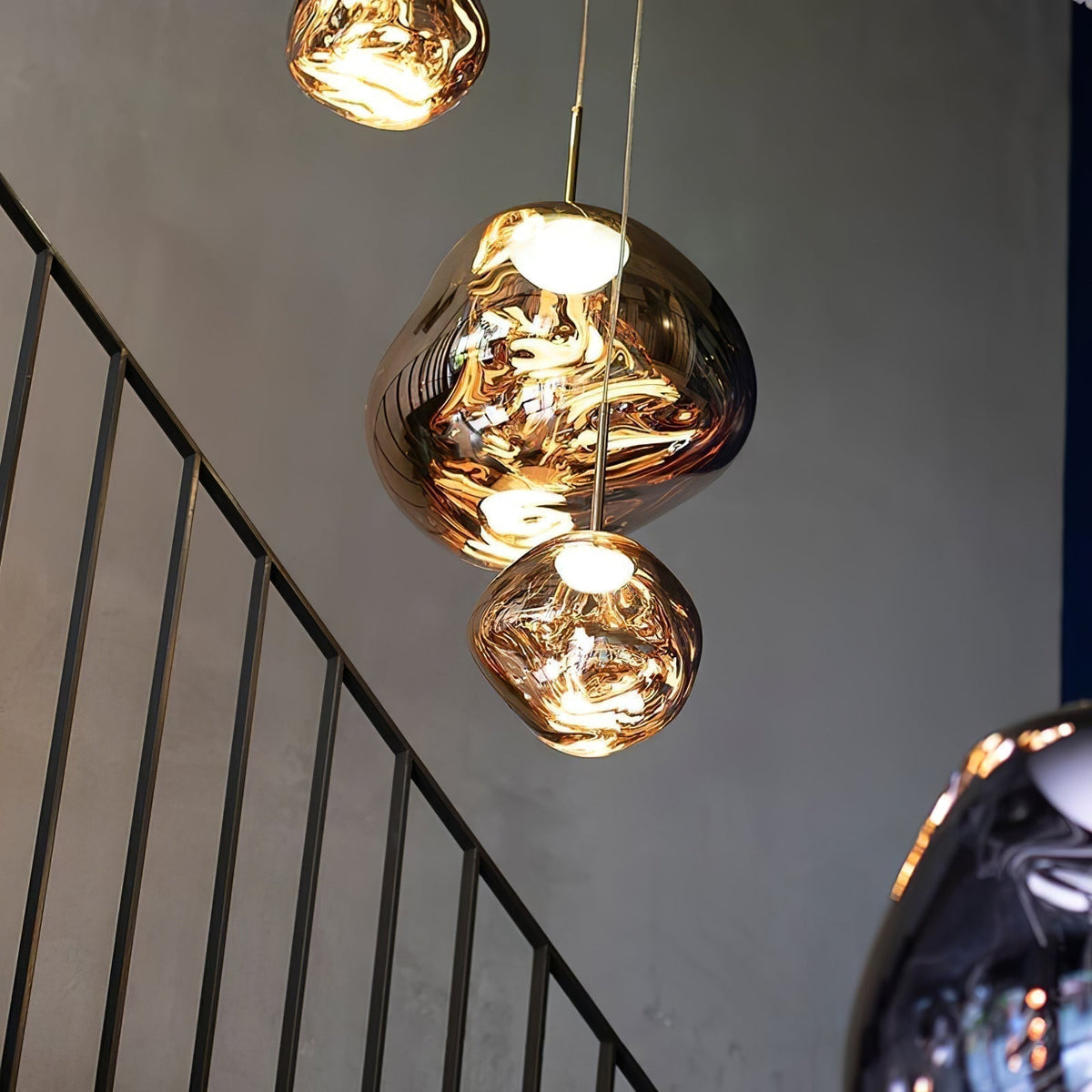 Pendant Lamp Modern with Sculptural Irregular Glass Shades Multi-Head Cluster
