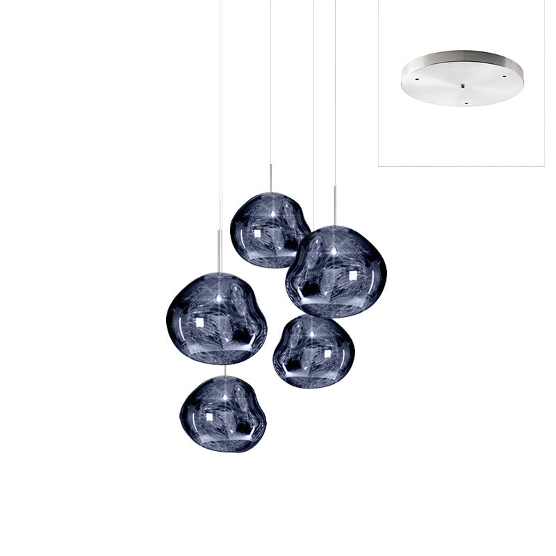 Pendant Lamp Modern with Sculptural Irregular Glass Shades Multi-Head Cluster