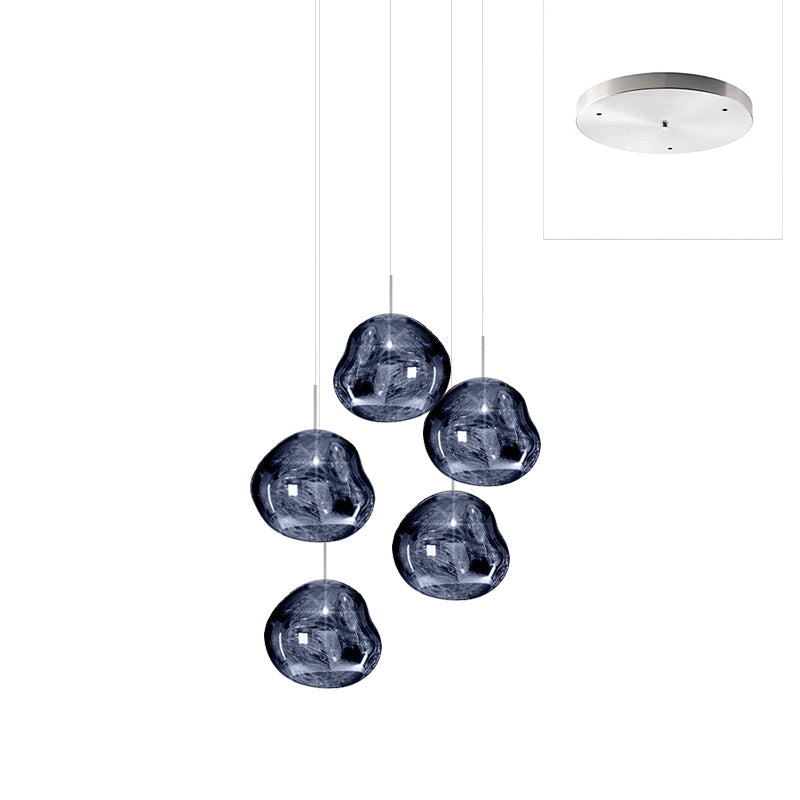 Pendant Lamp Modern with Sculptural Irregular Glass Shades Multi-Head Cluster
