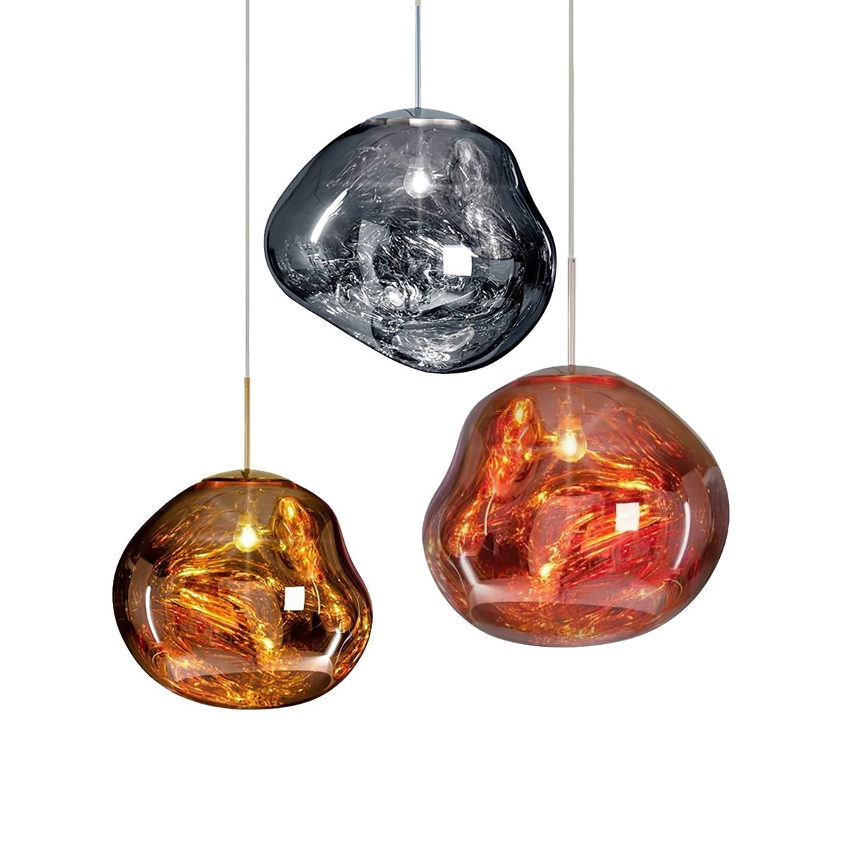Pendant Lamp Modern with Sculptural Irregular Glass Shades Multi-Head Cluster