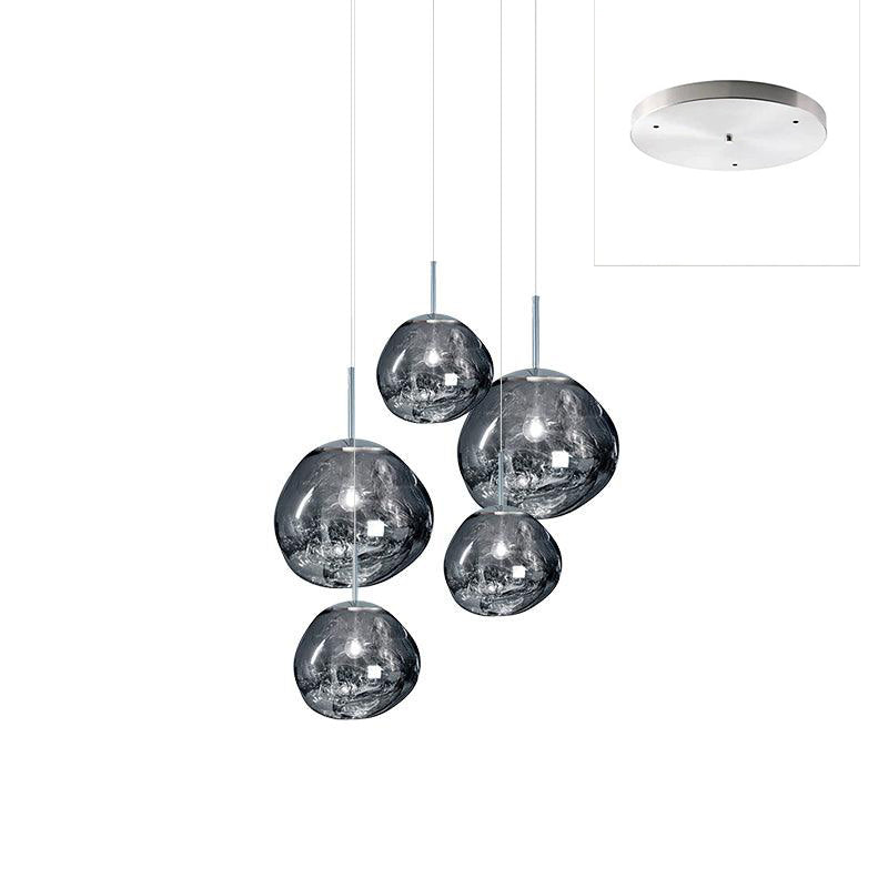 Pendant Lamp Modern with Sculptural Irregular Glass Shades Multi-Head Cluster