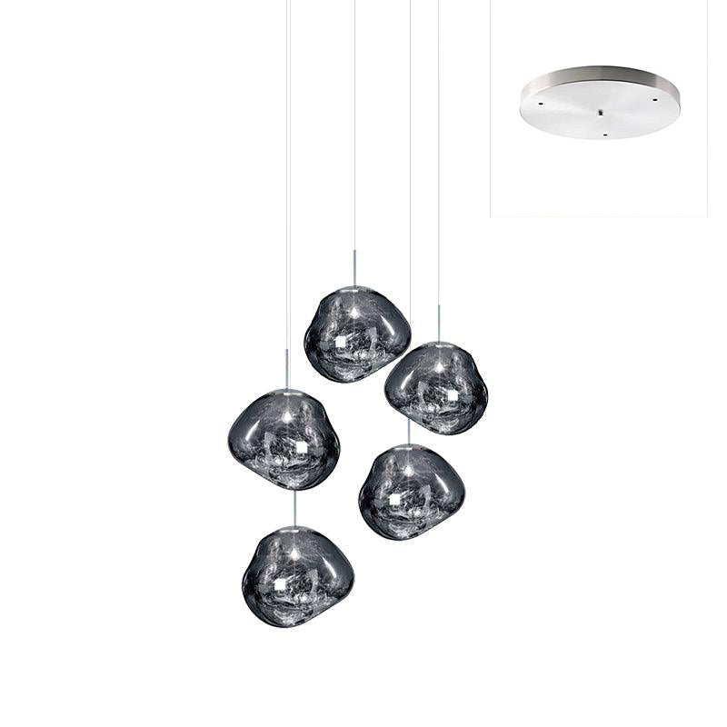 Pendant Lamp Modern with Sculptural Irregular Glass Shades Multi-Head Cluster