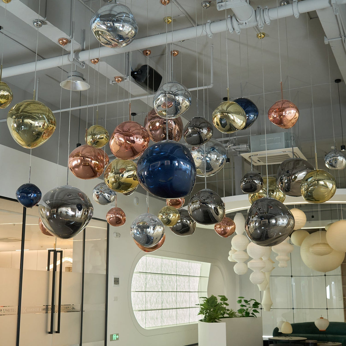 Pendant Lamp Modern with Sculptural Irregular Glass Shades Multi-Head Cluster