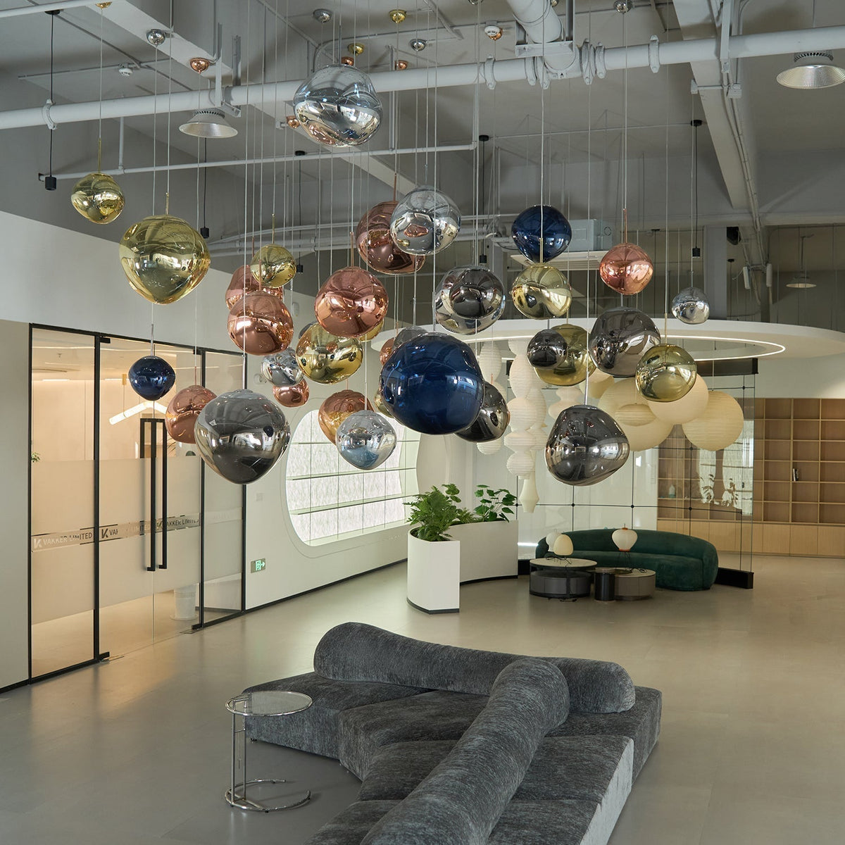 Pendant Lamp Modern with Sculptural Irregular Glass Shades Multi-Head Cluster