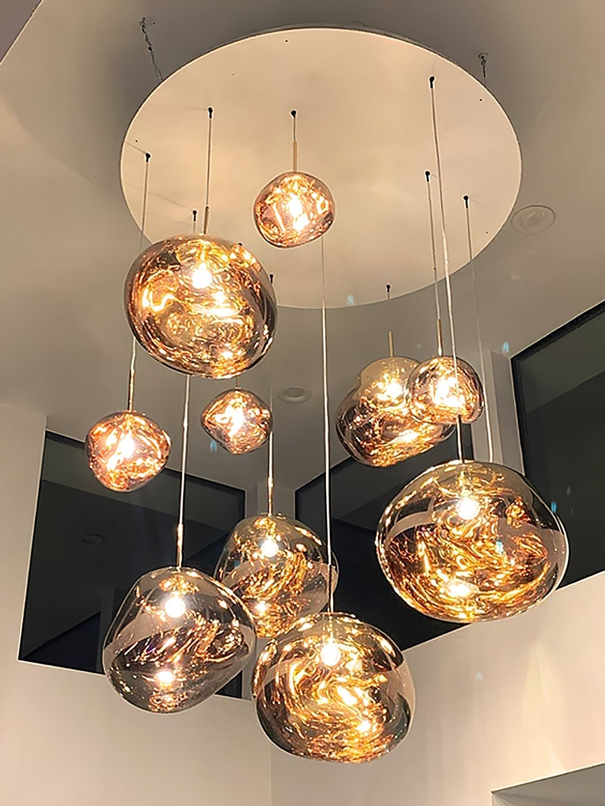 Pendant Lamp Modern with Sculptural Irregular Glass Shades Multi-Head Cluster