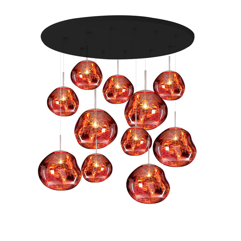 Pendant Lamp Modern with Sculptural Irregular Glass Shades Multi-Head Cluster