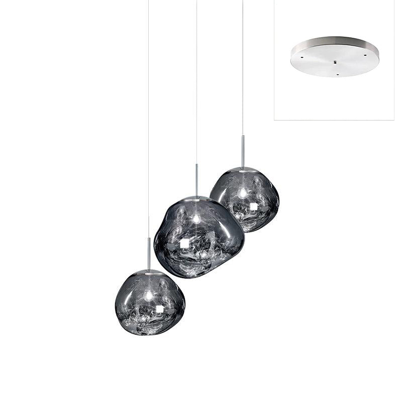 Pendant Lamp Modern with Sculptural Irregular Glass Shades Multi-Head Cluster
