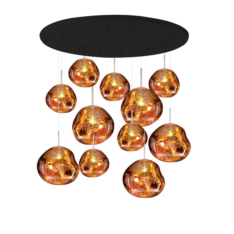 Pendant Lamp Modern with Sculptural Irregular Glass Shades Multi-Head Cluster