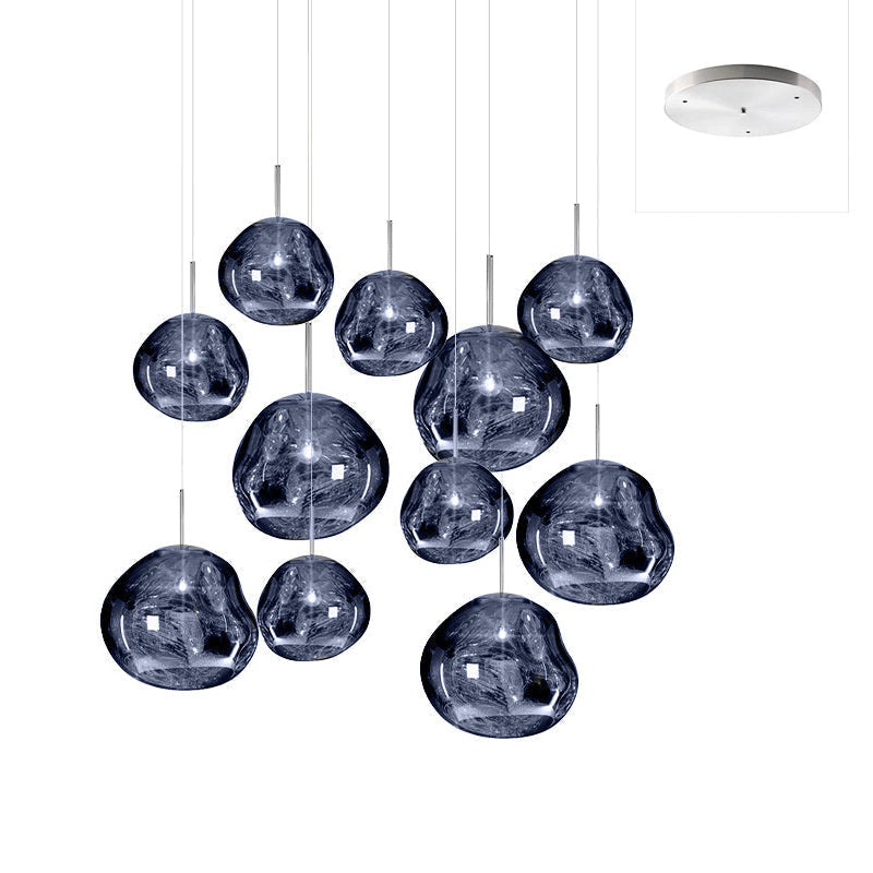 Pendant Lamp Modern with Sculptural Irregular Glass Shades Multi-Head Cluster