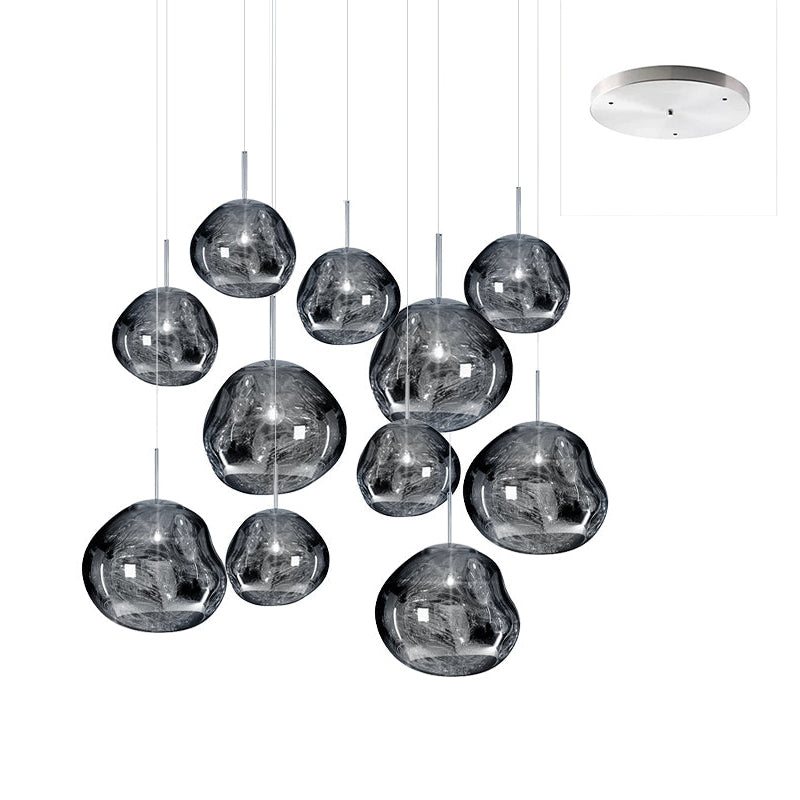 Pendant Lamp Modern with Sculptural Irregular Glass Shades Multi-Head Cluster