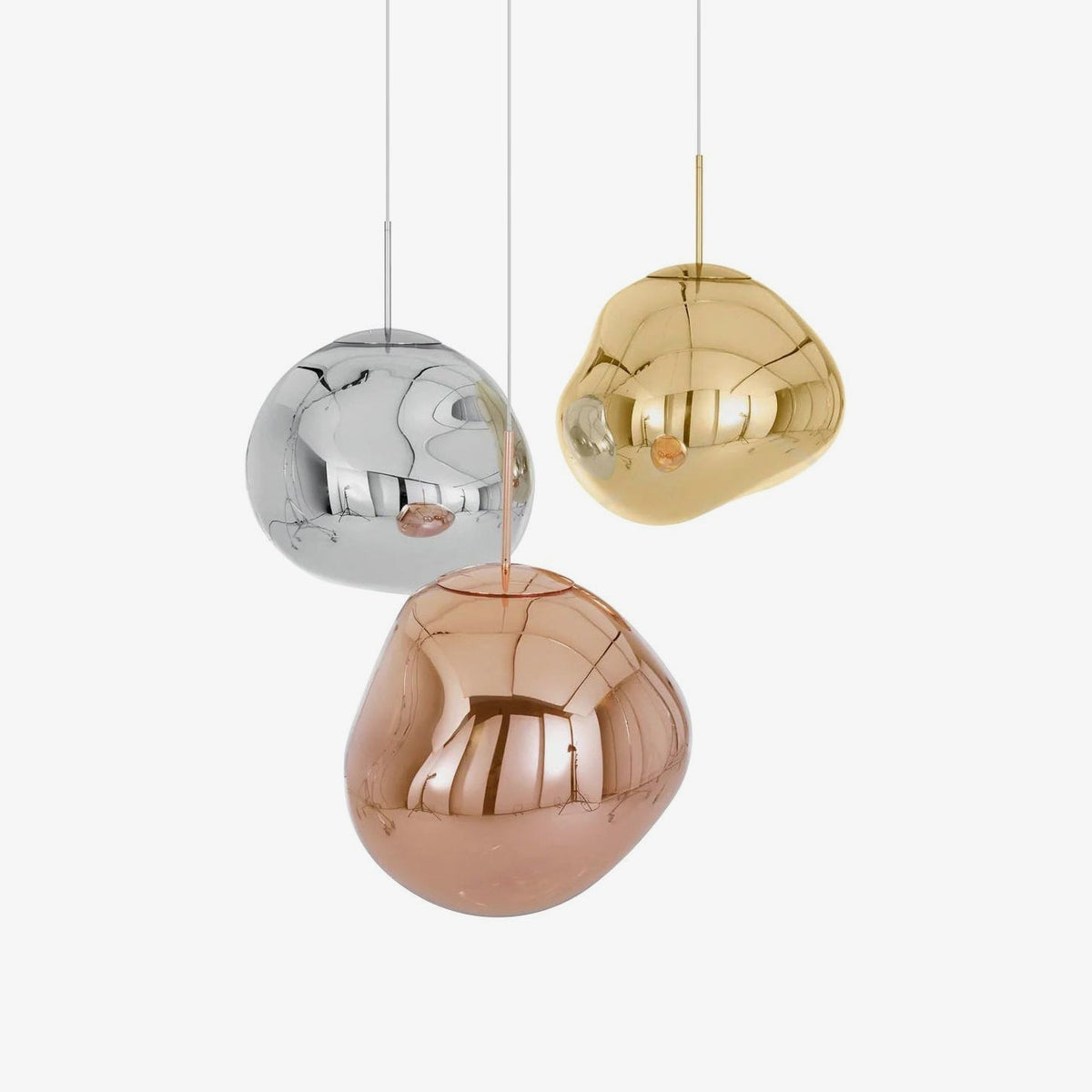 Pendant Lamp Modern with Sculptural Irregular Glass Shades Multi-Head Cluster