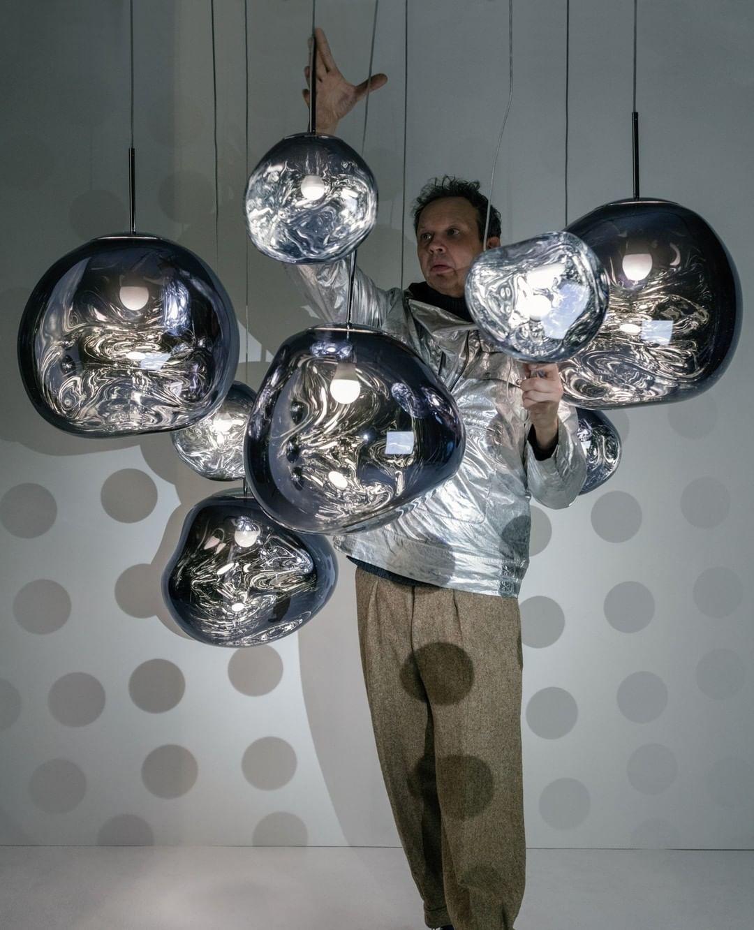 Pendant Lamp Modern with Sculptural Irregular Glass Shades Multi-Head Cluster