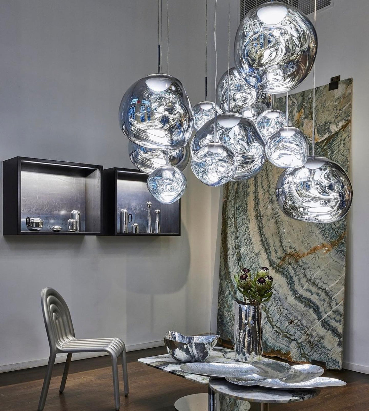 Pendant Lamp Modern with Sculptural Irregular Glass Shades Multi-Head Cluster