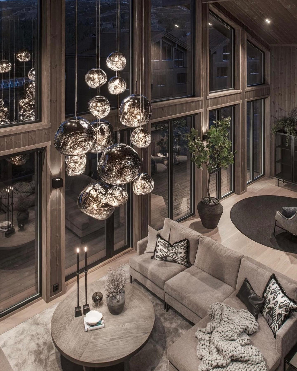 Pendant Lamp Modern with Sculptural Irregular Glass Shades Multi-Head Cluster