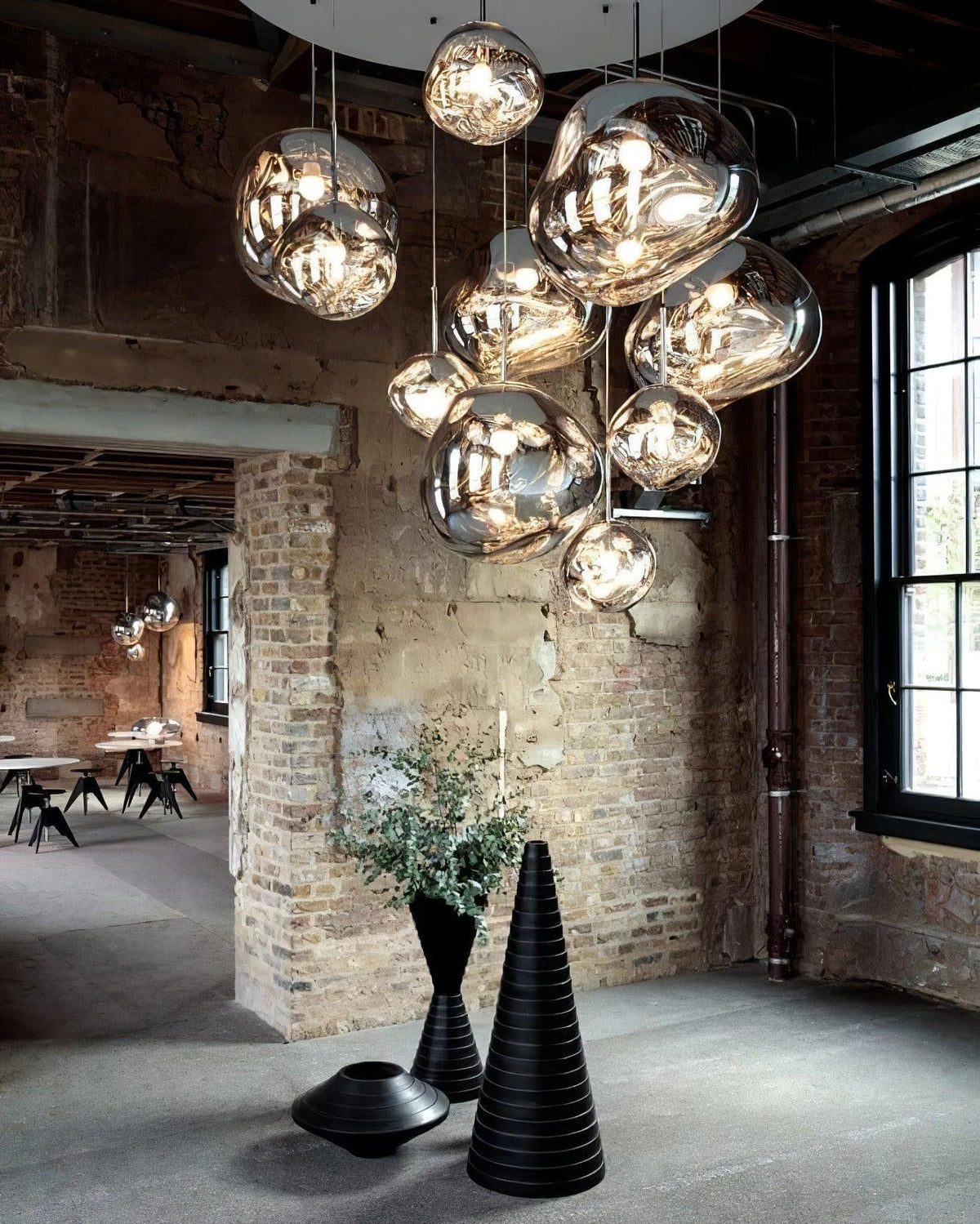 Pendant Lamp Modern with Sculptural Irregular Glass Shades Multi-Head Cluster