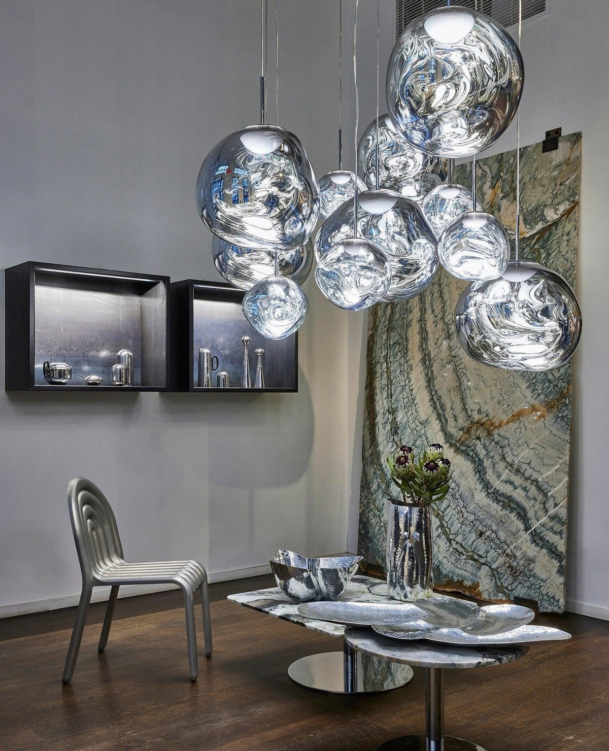 Pendant Lamp Modern with Sculptural Irregular Glass Shades Multi-Head Cluster