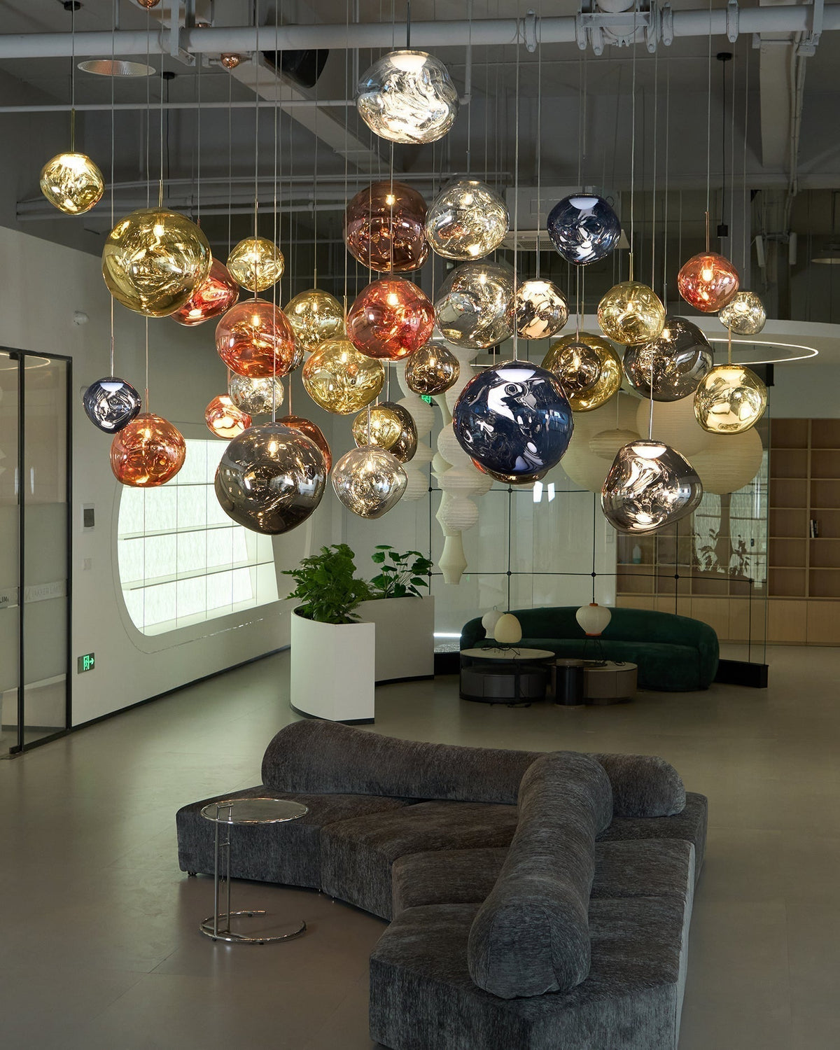 Pendant Lamp Modern with Sculptural Irregular Glass Shades Multi-Head Cluster