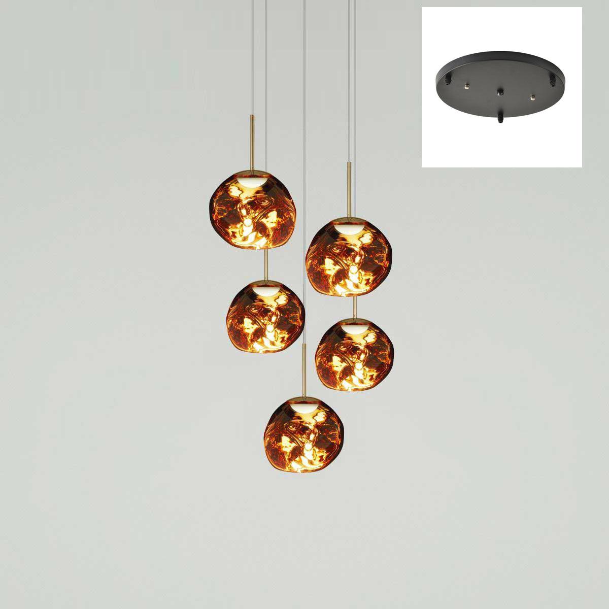 Pendant Lamp Modern with Sculptural Irregular Glass Shades Multi-Head Cluster