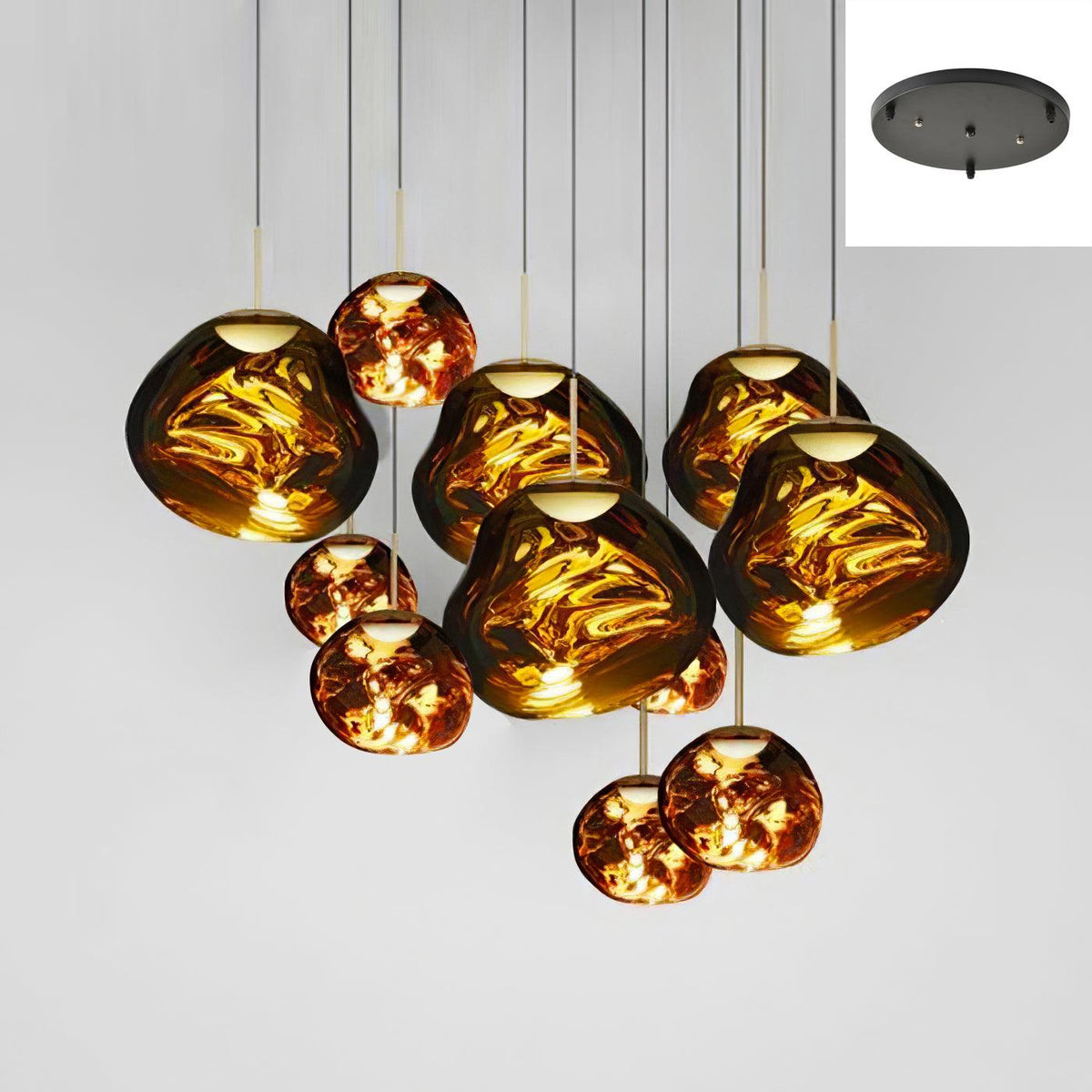 Pendant Lamp Modern with Sculptural Irregular Glass Shades Multi-Head Cluster