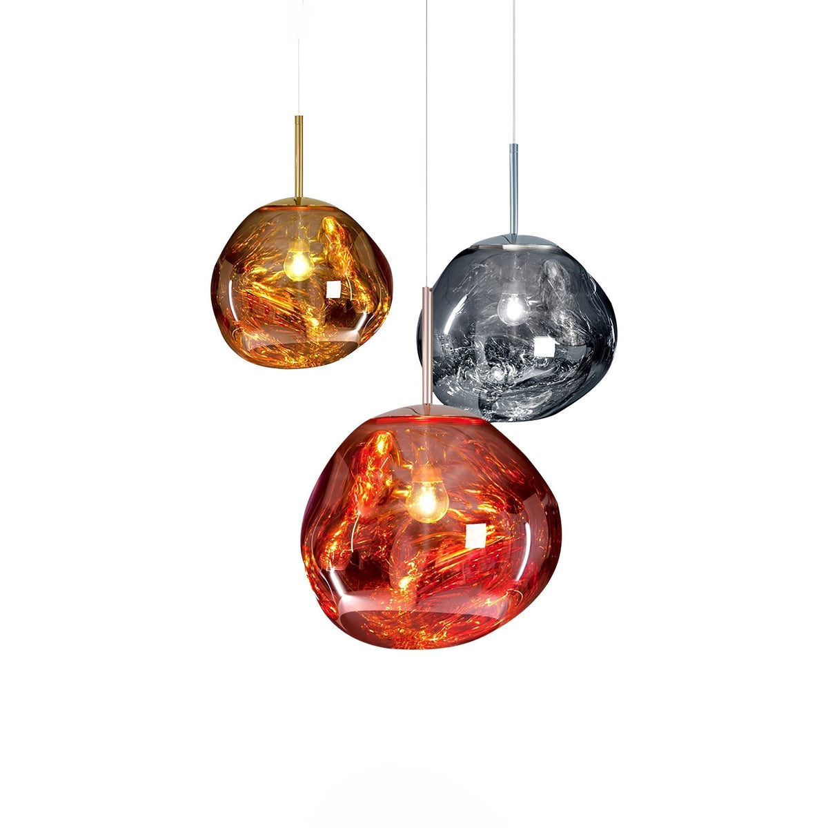 Pendant Lamp Modern with Sculptural Irregular Glass Shades Multi-Head Cluster