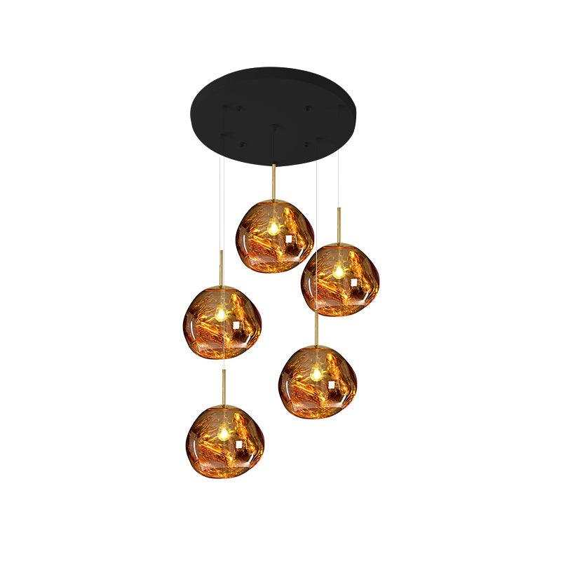 Pendant Lamp Modern with Sculptural Irregular Glass Shades Multi-Head Cluster